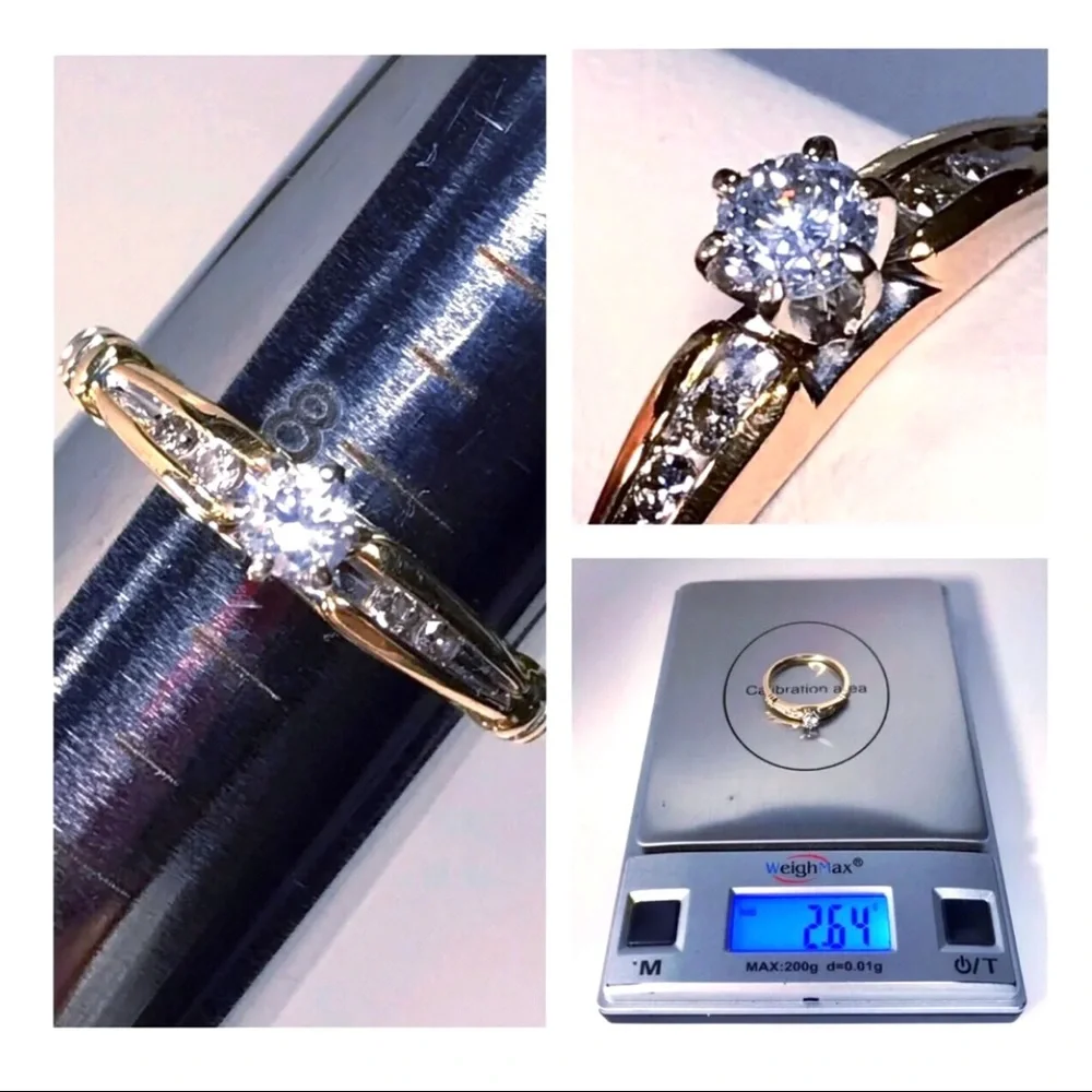 14KT SOLID YELLOW GOLD .25 CARAT TOTAL WEIGHT 6 PRONG SET DIAMOND ACCENT BEAUTY - Picture 6 of 12